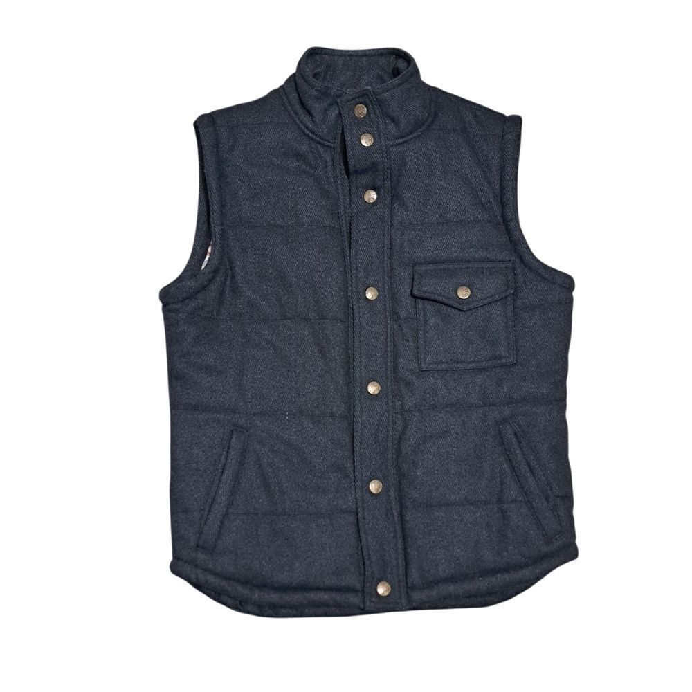 Kane & Unke Quilted Puffer Mens Preppy Wool Vest Snap Button Large  Dark Navy